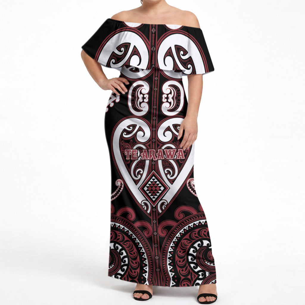 Custom Aotearoa Te Arawa Off Shoulder Maxi Dress Maori Tribal Pattern
