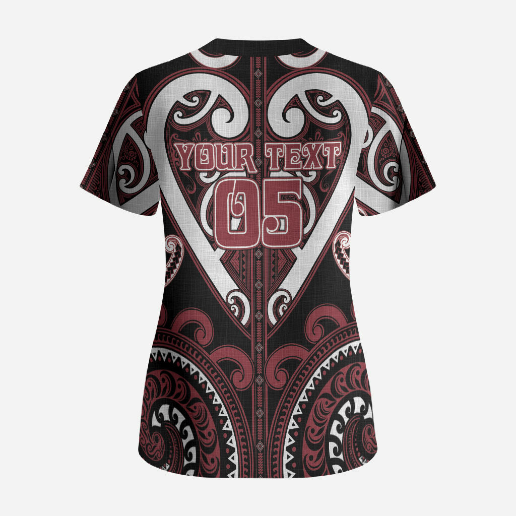 Custom Aotearoa Te Arawa Scrub Top Maori Tribal Pattern
