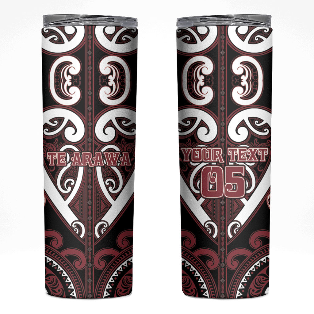 Custom Aotearoa Te Arawa Skinny Tumbler Maori Tribal Pattern LT05 Red - Polynesian Pride