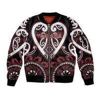 Custom Aotearoa Te Arawa Sleeve Zip Bomber Jacket Maori Tribal Pattern