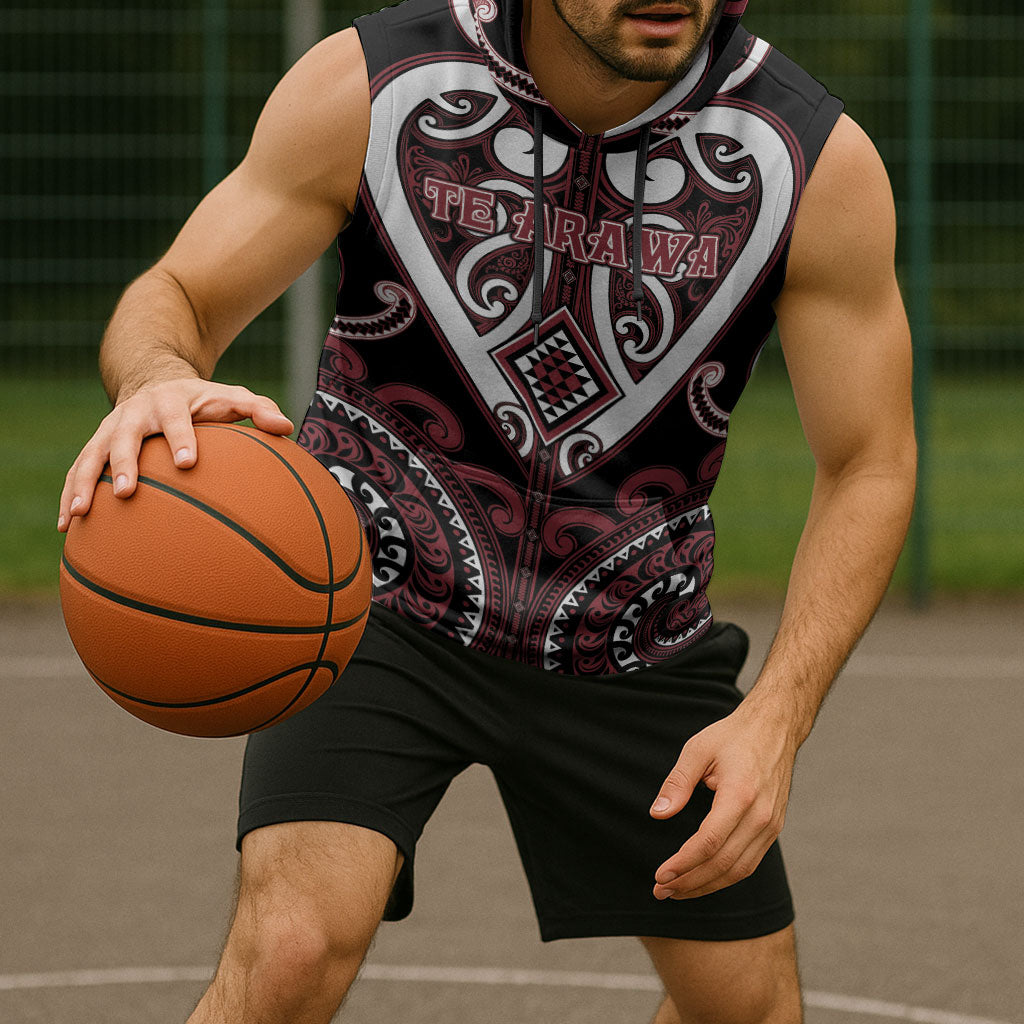 Custom Aotearoa Te Arawa Sleeveless Hoodie Maori Tribal Pattern