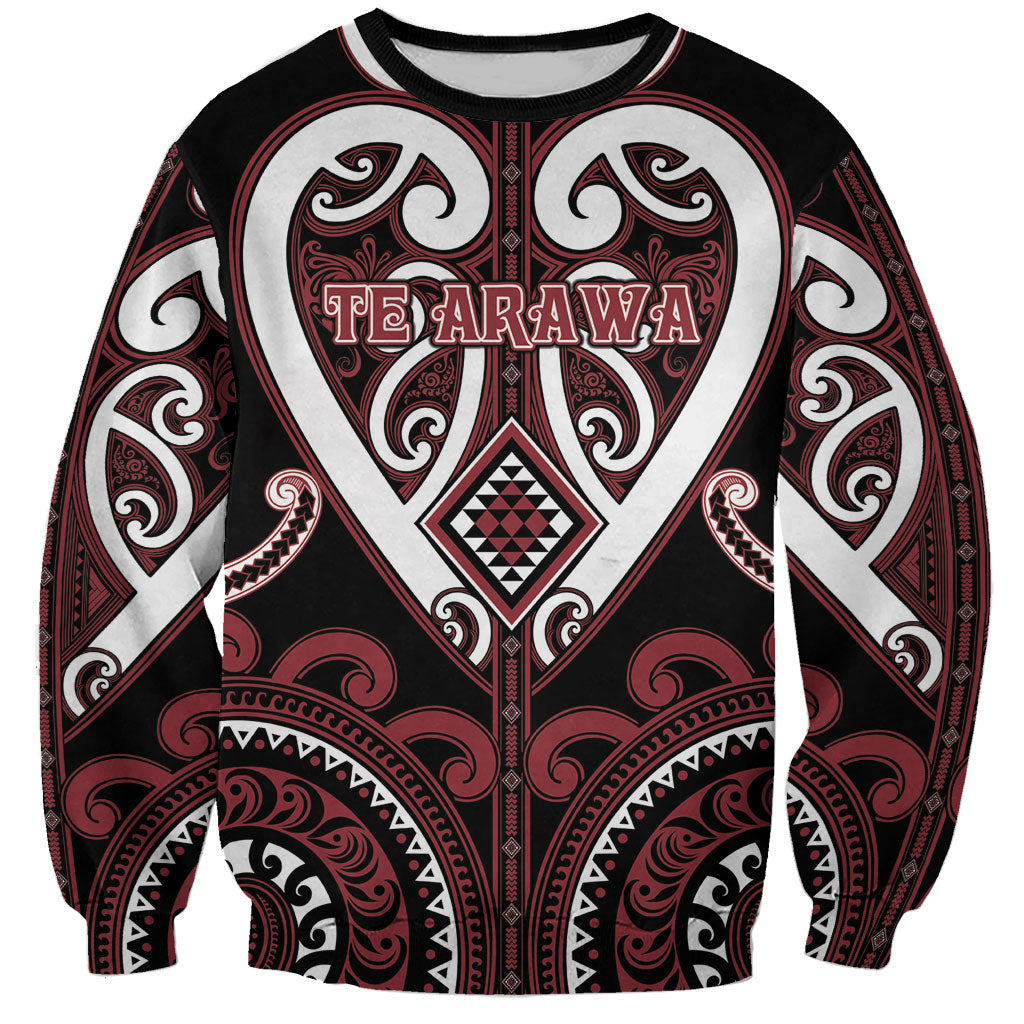 Custom Aotearoa Te Arawa Sweatshirt Maori Tribal Pattern LT05 Unisex Red - Polynesian Pride