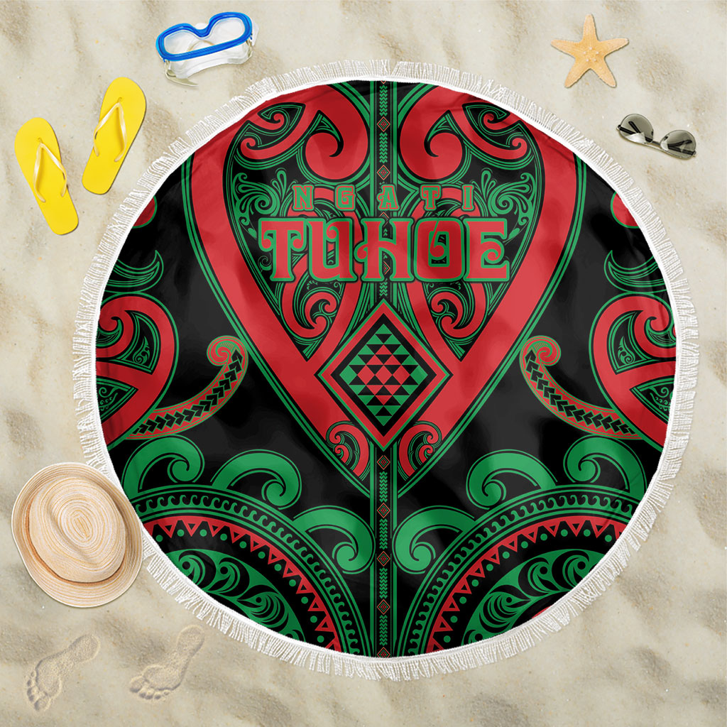 Aotearoa Ngai Tuhoe Beach Blanket Maori Tribal Pattern LT05 One Size 150cm Black - Polynesian Pride