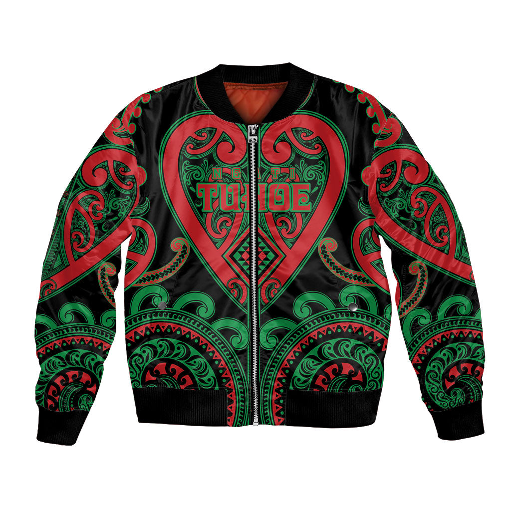 Custom Aotearoa Ngai Tuhoe Bomber Jacket Maori Tribal Pattern LT05 Unisex Black - Polynesian Pride