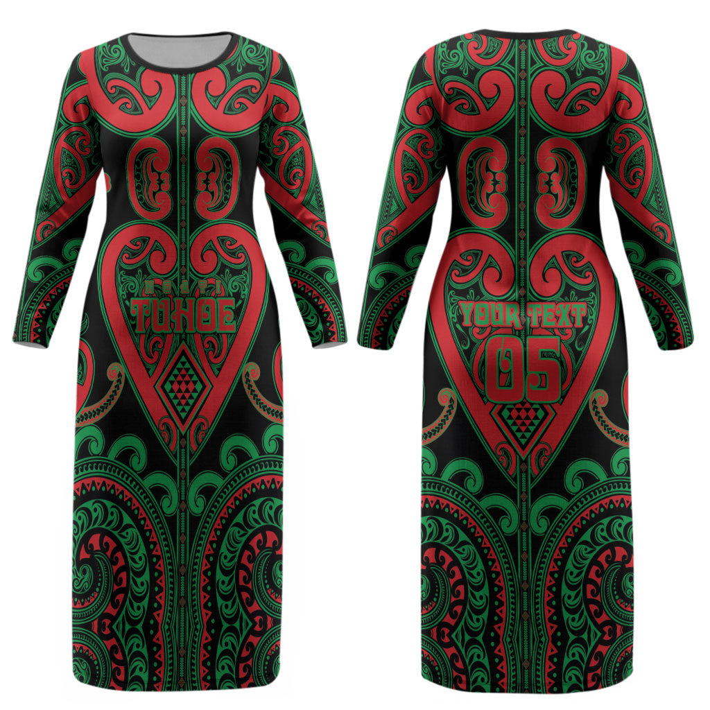 Custom Aotearoa Ngai Tuhoe Couples Matching Long Sleeve Bodycon Dress and Hawaiian Shirt Maori Tribal Pattern