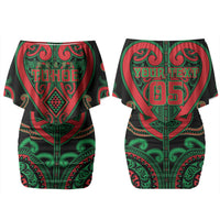 Custom Aotearoa Ngai Tuhoe Couples Matching Off Shoulder Short Dress and Long Sleeve Button Shirt Maori Tribal Pattern