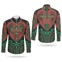Custom Aotearoa Ngai Tuhoe Couples Matching Off The Shoulder Long Sleeve Dress and Long Sleeve Button Shirt Maori Tribal Pattern