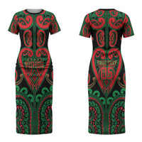 Custom Aotearoa Ngai Tuhoe Couples Matching Short Sleeve Bodycon Dress and Hawaiian Shirt Maori Tribal Pattern