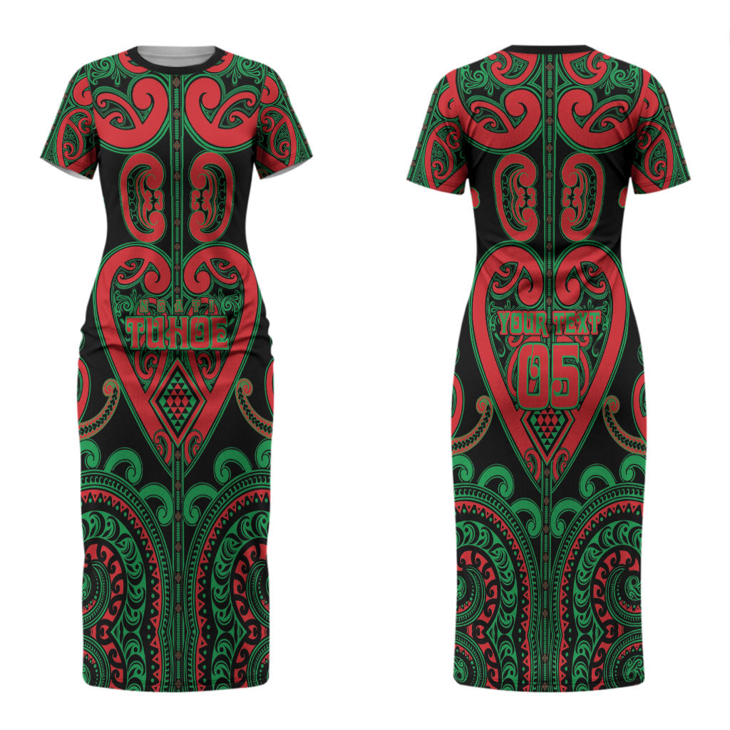 Custom Aotearoa Ngai Tuhoe Couples Matching Short Sleeve Bodycon Dress and Long Sleeve Button Shirt Maori Tribal Pattern