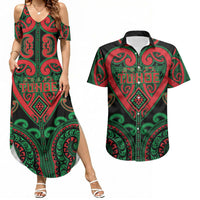 Custom Aotearoa Ngai Tuhoe Couples Matching Summer Maxi Dress and Hawaiian Shirt Maori Tribal Pattern