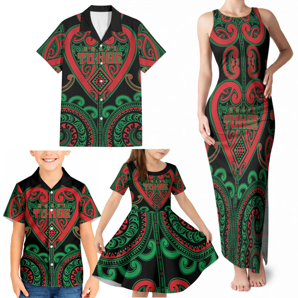 Custom Aotearoa Ngai Tuhoe Family Matching Tank Maxi Dress and Hawaiian Shirt Maori Tribal Pattern LT05 - Polynesian Pride