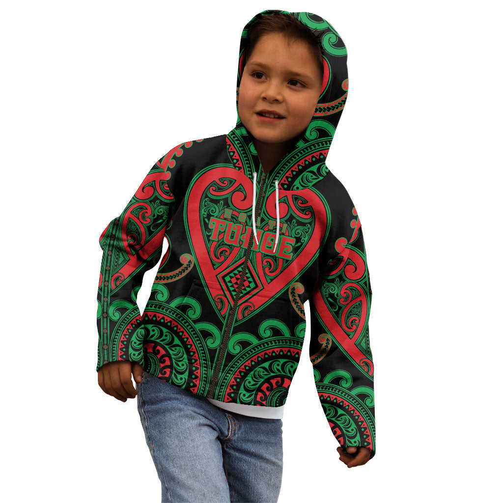 Custom Aotearoa Ngai Tuhoe Kid Hoodie Maori Tribal Pattern