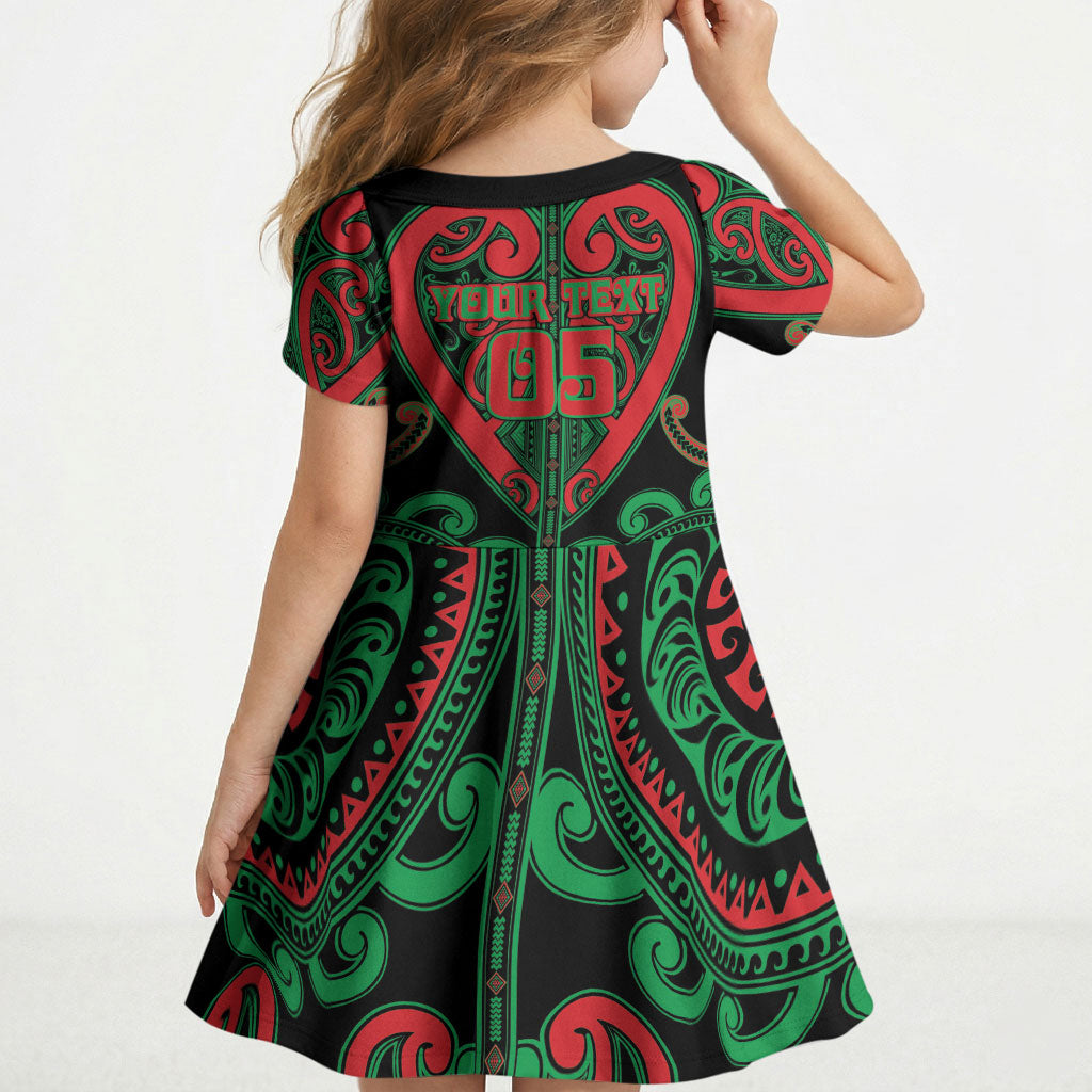 Custom Aotearoa Ngai Tuhoe Kid Short Sleeve Dress Maori Tribal Pattern