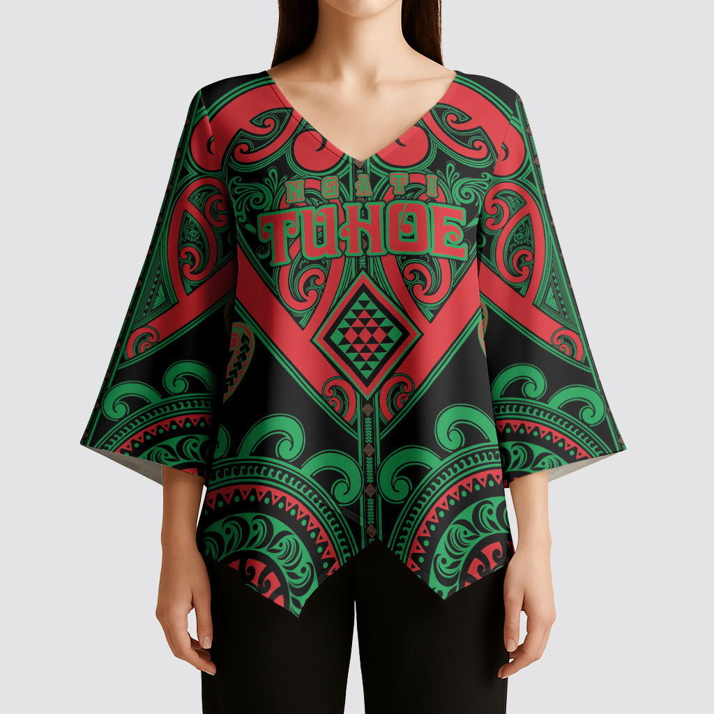 Custom Aotearoa Ngai Tuhoe Kimono Sleeve Blouse Maori Tribal Pattern
