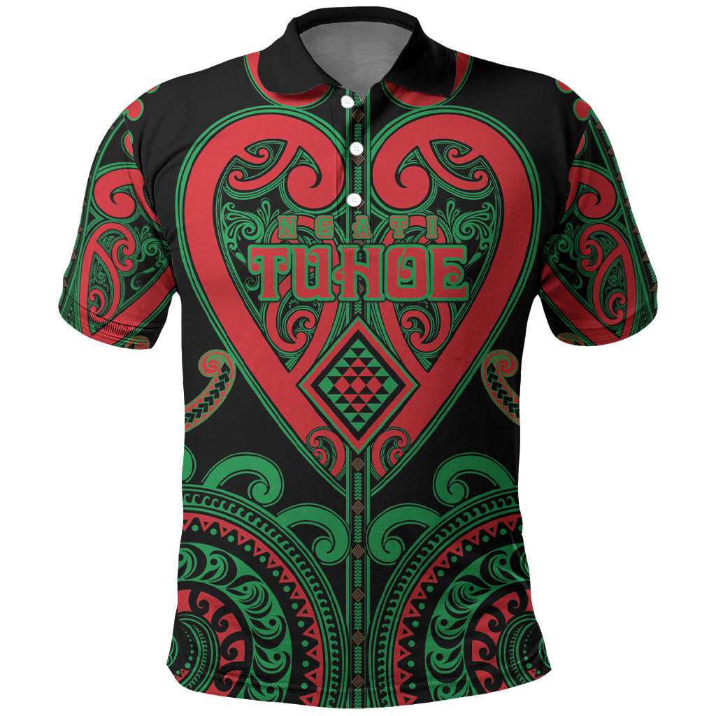 Custom Aotearoa Ngai Tuhoe Polo Shirt Maori Tribal Pattern LT05 Black - Polynesian Pride