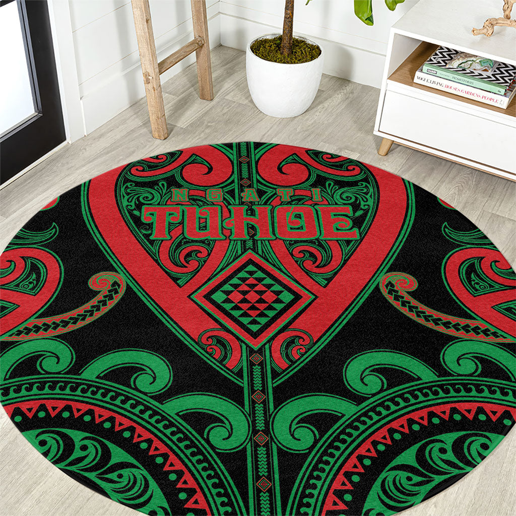 Aotearoa Ngai Tuhoe Round Carpet Maori Tribal Pattern LT05 Black - Polynesian Pride