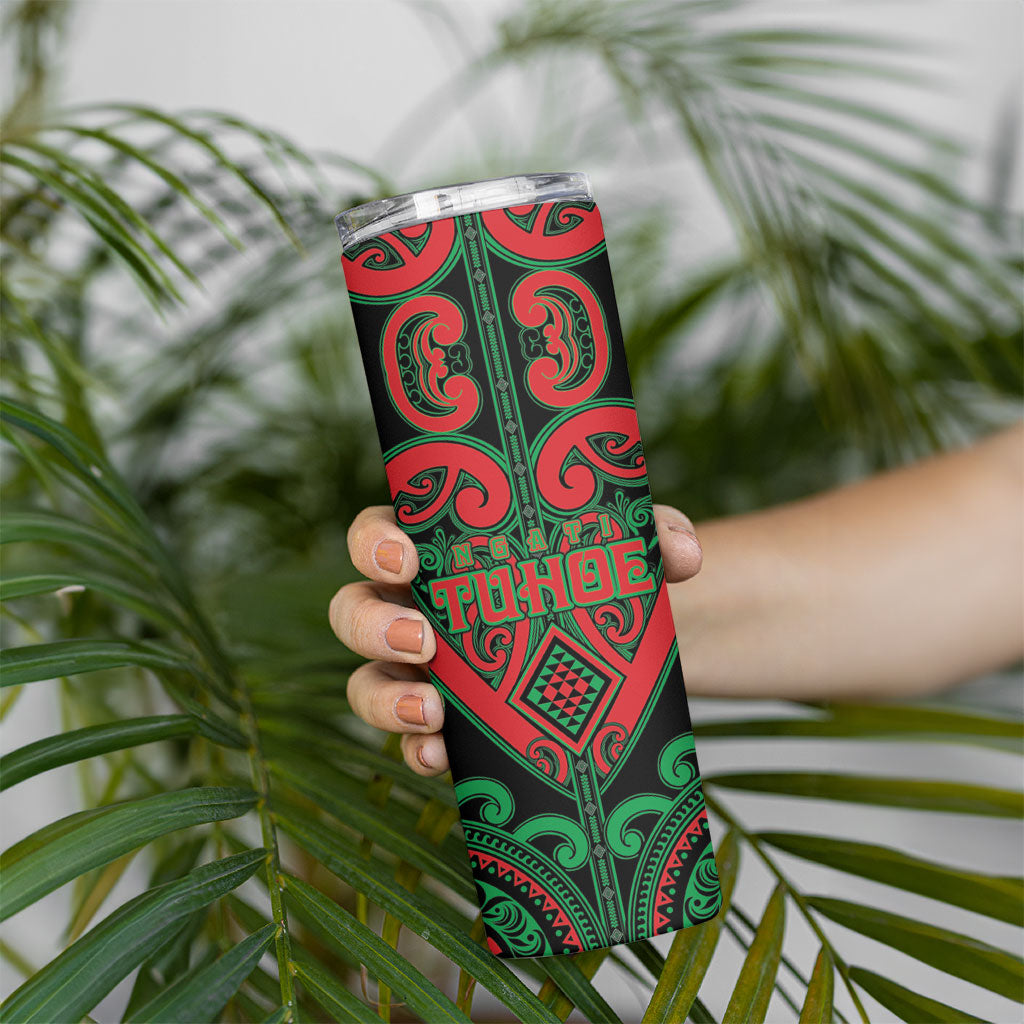 Custom Aotearoa Ngai Tuhoe Skinny Tumbler Maori Tribal Pattern