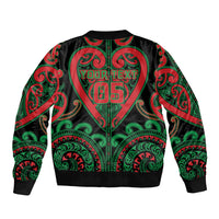 Custom Aotearoa Ngai Tuhoe Sleeve Zip Bomber Jacket Maori Tribal Pattern