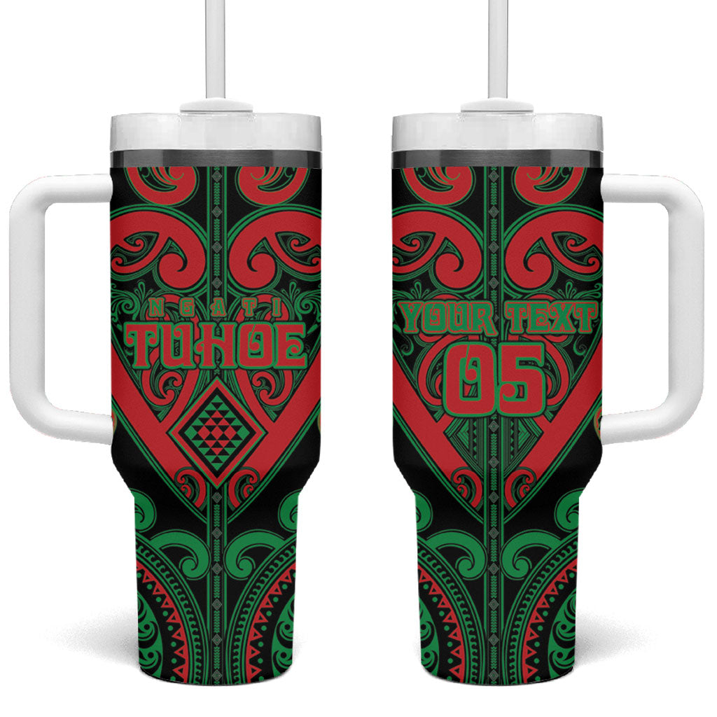 Custom Aotearoa Ngai Tuhoe Tumbler With Handle Maori Tribal Pattern