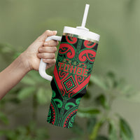 Custom Aotearoa Ngai Tuhoe Tumbler With Handle Maori Tribal Pattern