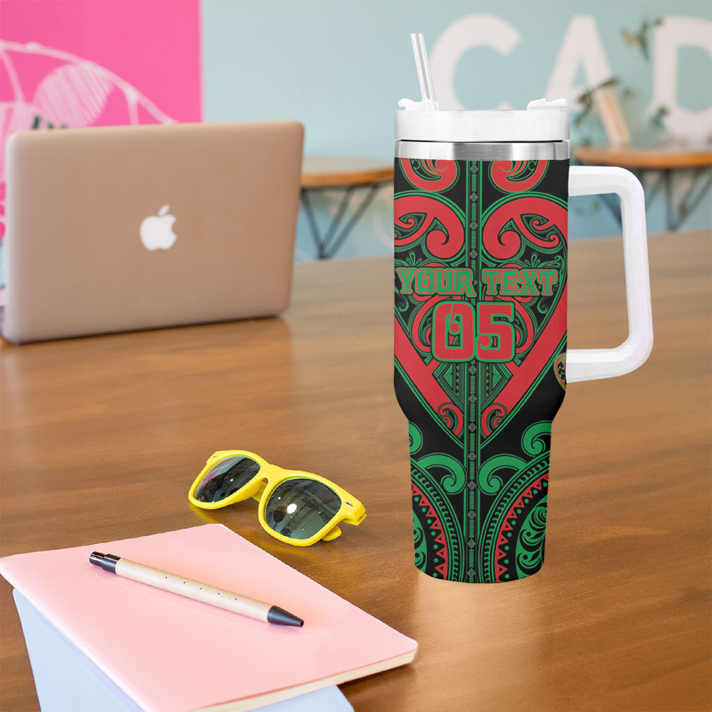 Custom Aotearoa Ngai Tuhoe Tumbler With Handle Maori Tribal Pattern