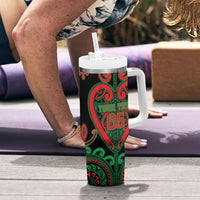 Custom Aotearoa Ngai Tuhoe Tumbler With Handle Maori Tribal Pattern