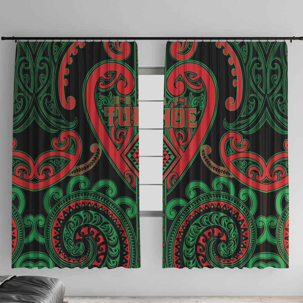 Aotearoa Ngai Tuhoe Window Curtain Maori Tribal Pattern LT05 With Hooks Black - Polynesian Pride