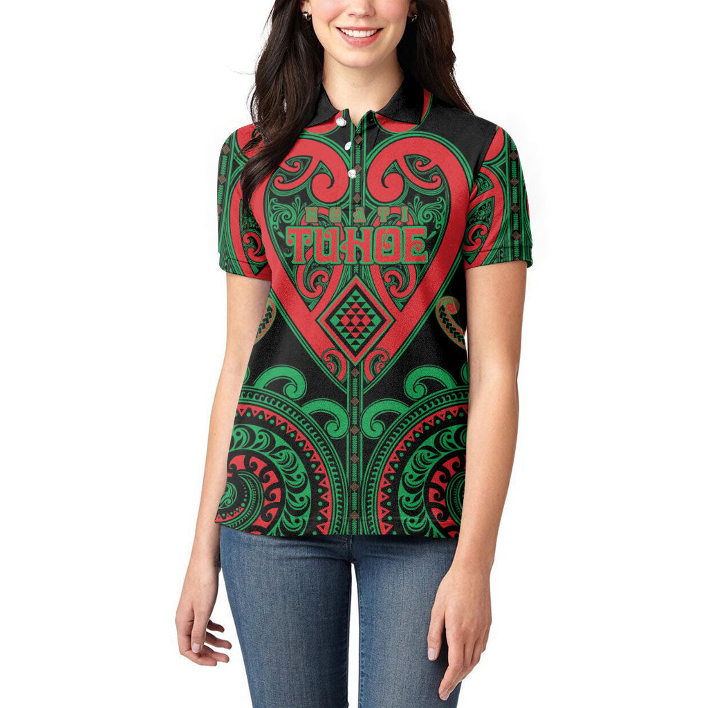 Custom Aotearoa Ngai Tuhoe Women Polo Shirt Maori Tribal Pattern