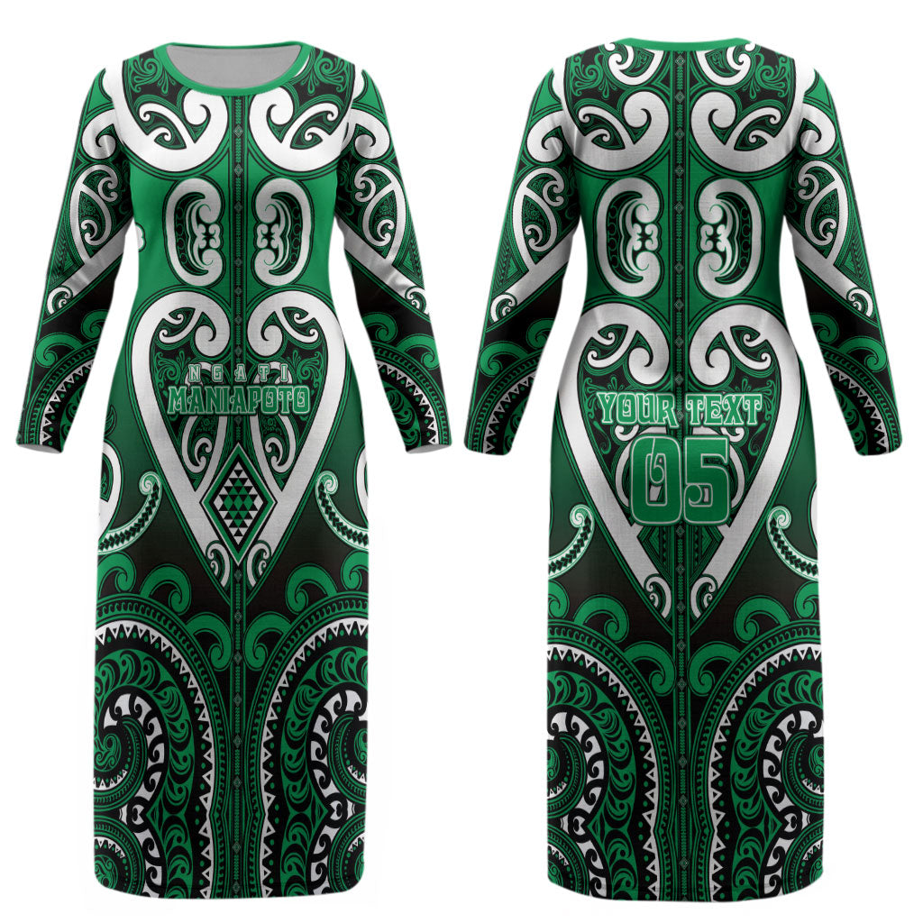 Custom Aotearoa Ngati Maniapoto Couples Matching Long Sleeve Bodycon Dress and Hawaiian Shirt Maori Tribal Pattern