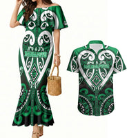 Custom Aotearoa Ngati Maniapoto Couples Matching Mermaid Dress and Hawaiian Shirt Maori Tribal Pattern