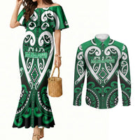 Custom Aotearoa Ngati Maniapoto Couples Matching Mermaid Dress and Long Sleeve Button Shirt Maori Tribal Pattern
