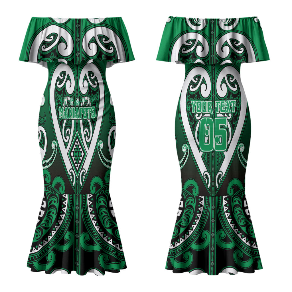 Custom Aotearoa Ngati Maniapoto Couples Matching Mermaid Dress and Long Sleeve Button Shirt Maori Tribal Pattern