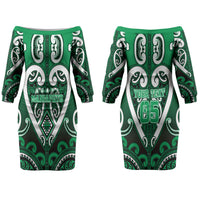 Custom Aotearoa Ngati Maniapoto Couples Matching Off The Shoulder Long Sleeve Dress and Long Sleeve Button Shirt Maori Tribal Pattern