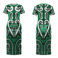 Custom Aotearoa Ngati Maniapoto Couples Matching Short Sleeve Bodycon Dress and Hawaiian Shirt Maori Tribal Pattern