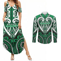 Custom Aotearoa Ngati Maniapoto Couples Matching Summer Maxi Dress and Long Sleeve Button Shirt Maori Tribal Pattern
