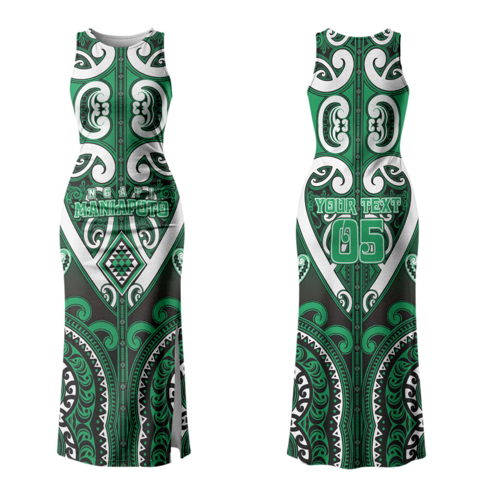 Custom Aotearoa Ngati Maniapoto Couples Matching Tank Maxi Dress and Long Sleeve Button Shirt Maori Tribal Pattern