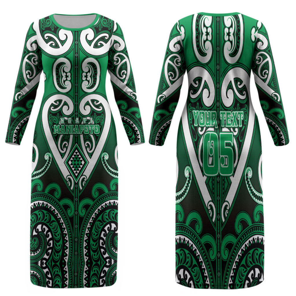 Custom Aotearoa Ngati Maniapoto Family Matching Long Sleeve Bodycon Dress and Hawaiian Shirt Maori Tribal Pattern