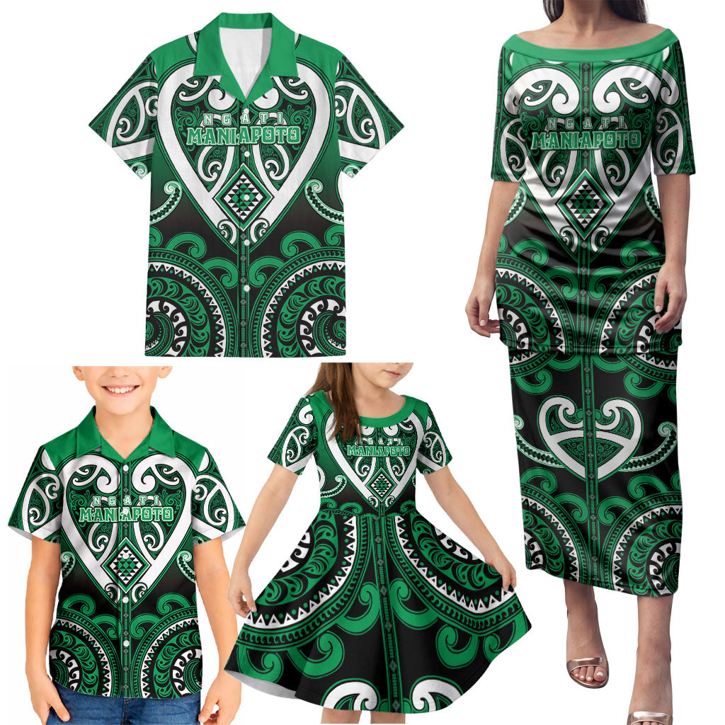 Custom Aotearoa Ngati Maniapoto Family Matching Puletasi and Hawaiian Shirt Maori Tribal Pattern