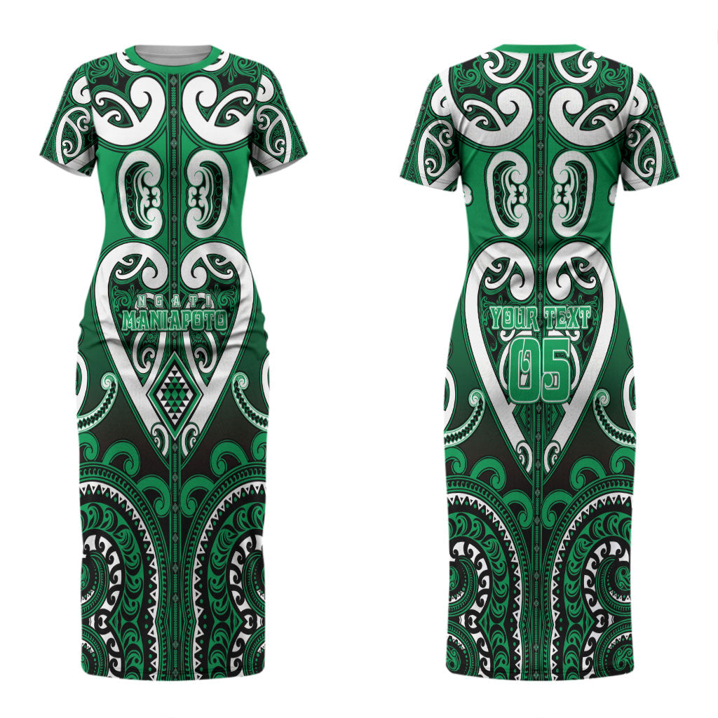 Custom Aotearoa Ngati Maniapoto Family Matching Short Sleeve Bodycon Dress and Hawaiian Shirt Maori Tribal Pattern