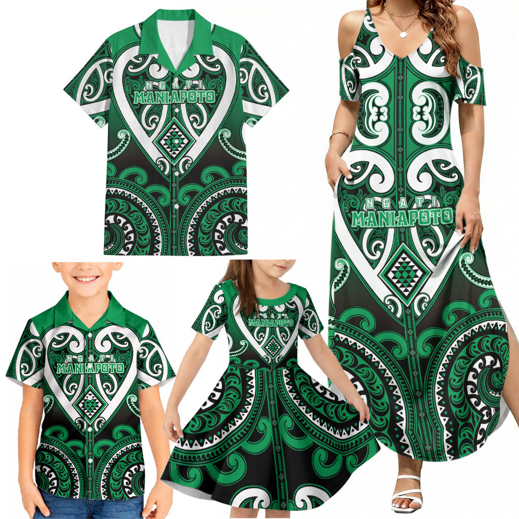 Custom Aotearoa Ngati Maniapoto Family Matching Summer Maxi Dress and Hawaiian Shirt Maori Tribal Pattern LT05 - Polynesian Pride