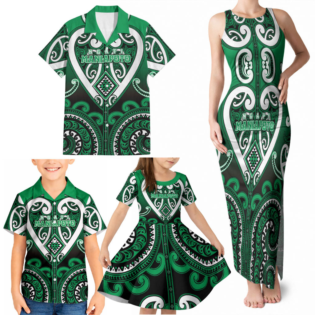 Custom Aotearoa Ngati Maniapoto Family Matching Tank Maxi Dress and Hawaiian Shirt Maori Tribal Pattern LT05 - Polynesian Pride