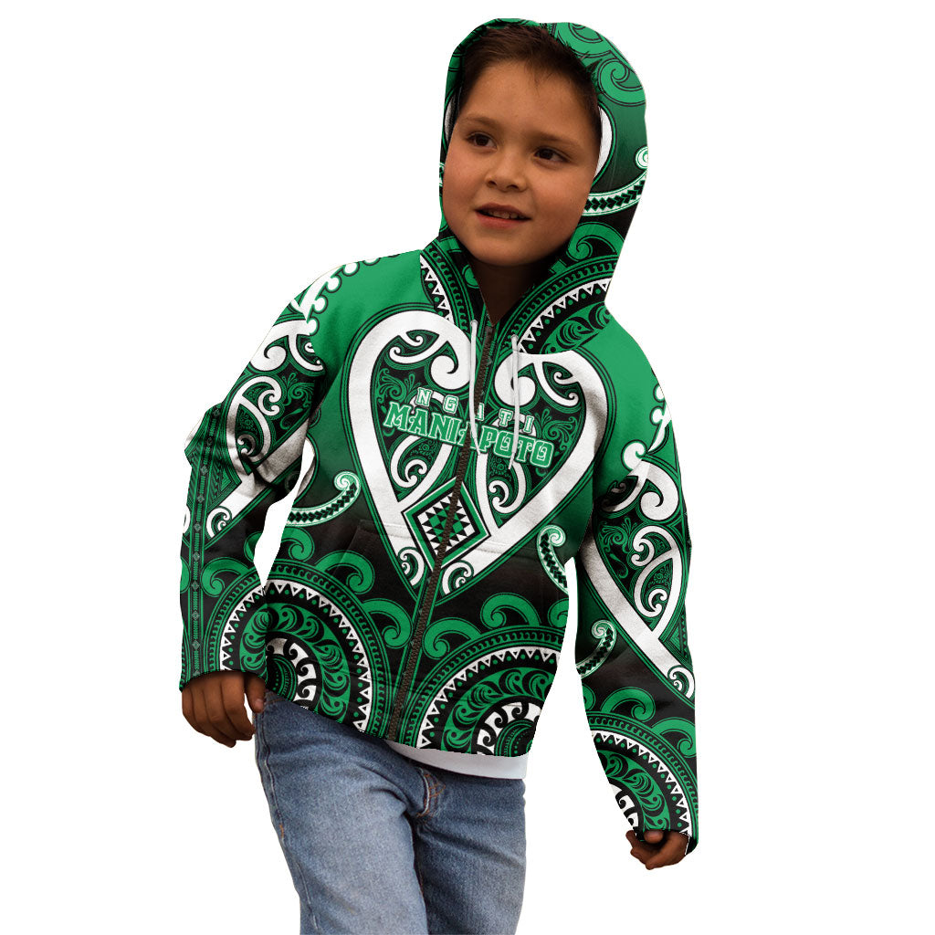 Custom Aotearoa Ngati Maniapoto Kid Hoodie Maori Tribal Pattern