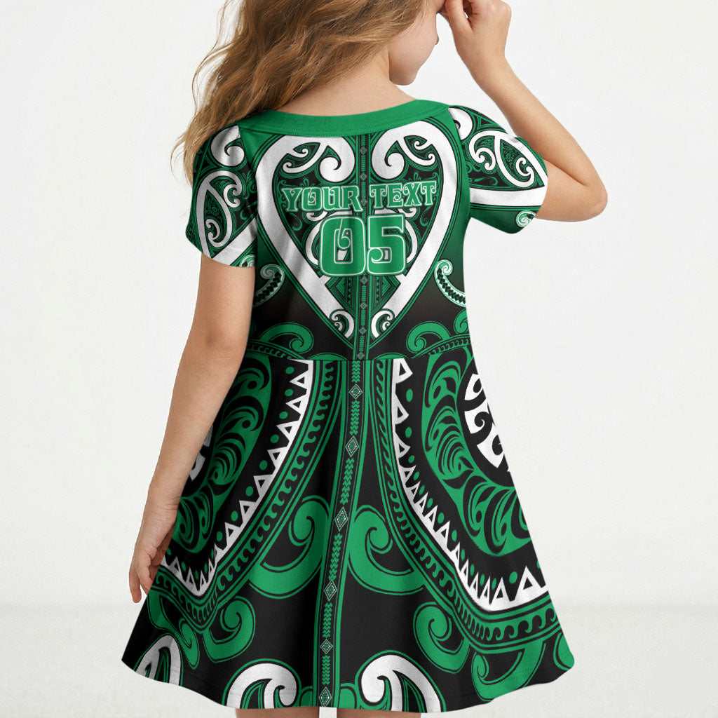 Custom Aotearoa Ngati Maniapoto Kid Short Sleeve Dress Maori Tribal Pattern