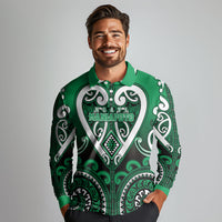 Custom Aotearoa Ngati Maniapoto Long Sleeve Polo Shirt Maori Tribal Pattern