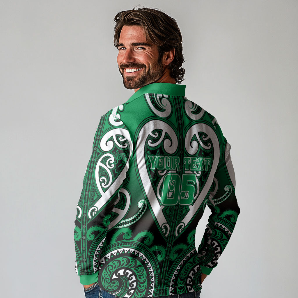 Custom Aotearoa Ngati Maniapoto Long Sleeve Polo Shirt Maori Tribal Pattern