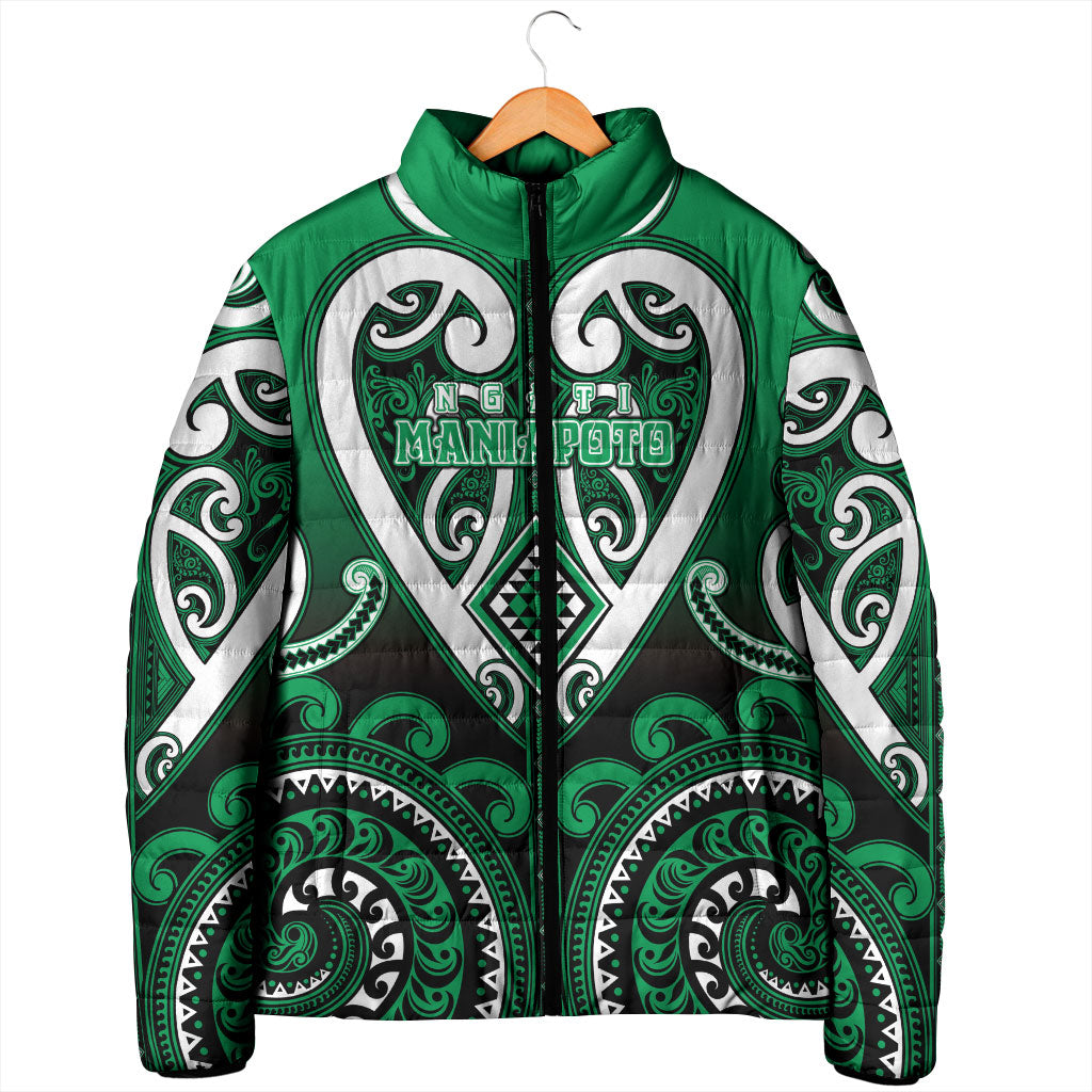 Custom Aotearoa Ngati Maniapoto Padded Jacket Maori Tribal Pattern