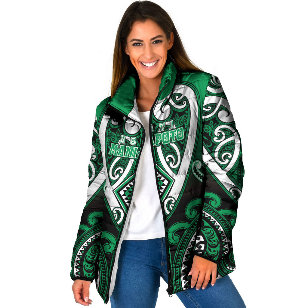 Custom Aotearoa Ngati Maniapoto Padded Jacket Maori Tribal Pattern