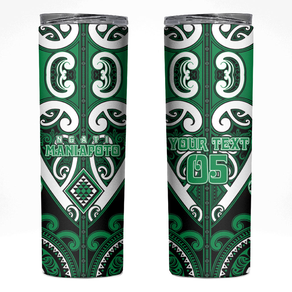 Custom Aotearoa Ngati Maniapoto Skinny Tumbler Maori Tribal Pattern LT05 Green - Polynesian Pride