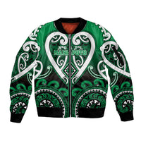 Custom Aotearoa Ngati Maniapoto Sleeve Zip Bomber Jacket Maori Tribal Pattern