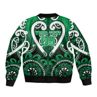 Custom Aotearoa Ngati Maniapoto Sleeve Zip Bomber Jacket Maori Tribal Pattern